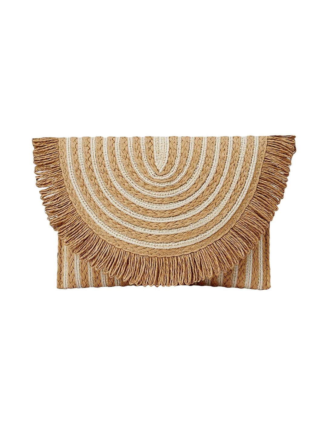 VerdusaWomen's Fringe Straw Clutch Handbags Envelope Woven Summer Beach Bags