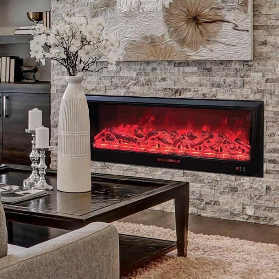 Electric Fireplaces with 7 Colors and Heater Decorative Electrical Fireplace, Remote Control with Timer and Room Temprature Display (127cm)