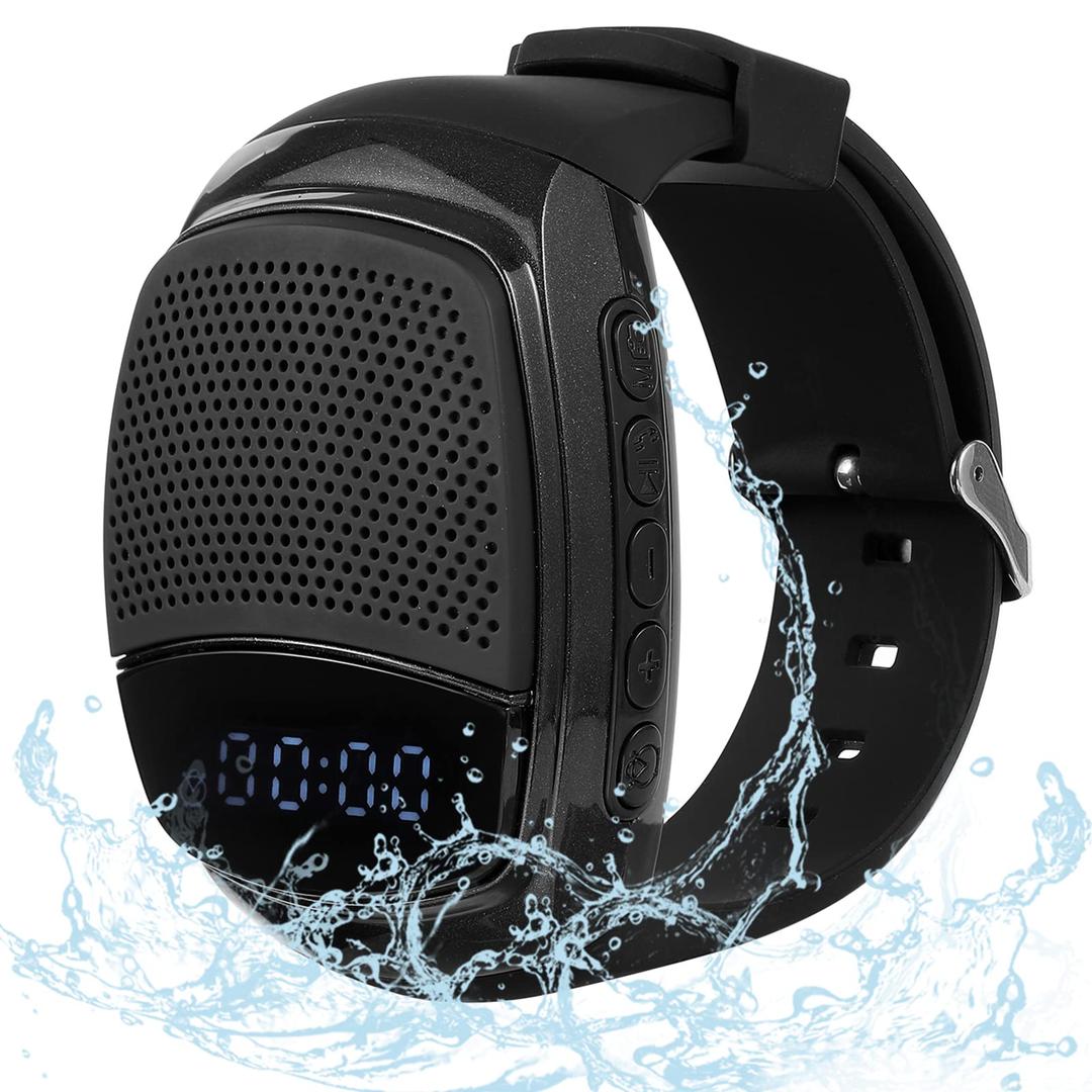 Wireless Wearable Wrist Portable Sports Bluetooth Speaker Watch with Timer Time Clock MP3 Player FM Radio Selfie Alarm Clock Stopwatch Countdown Watch Anti-Lost for Running, Hiking, Climbing