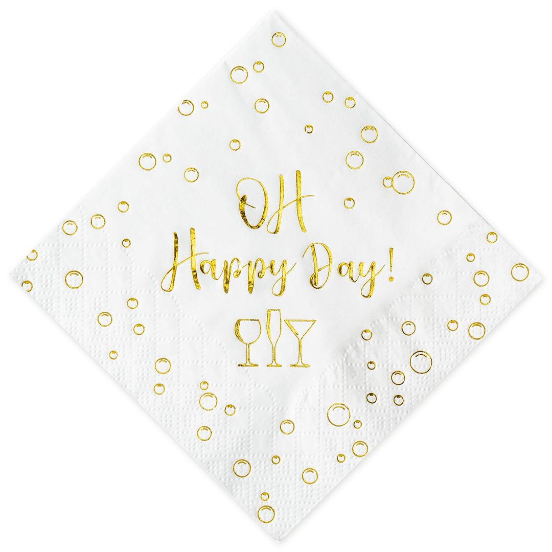 CriskyBridal Shower Napkins Rose Gold, Happily Ever After Cocktail Beverage Cake Dessert Napkins for Wedding & Bridal Shower Engagement Bachelorette Party Decorations,Cocktail Size, 50 Pcs, 3-Ply