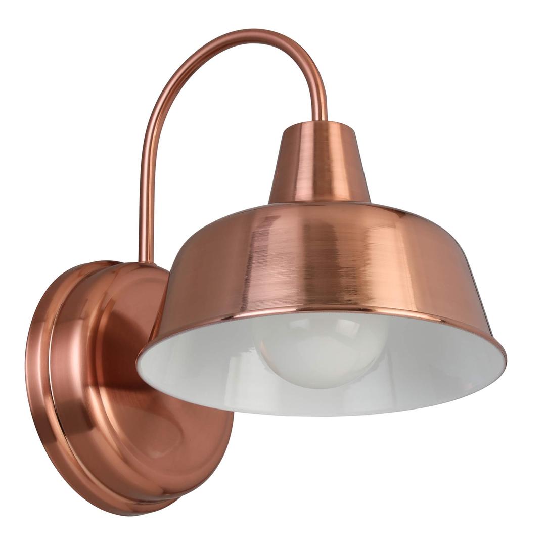 Design House588434 Painted Copper Finish Mason Industrial Modern 1 Indoor/Outdoor Wall Mount Light with Metal Shade for Porch Entryway Barn, 8