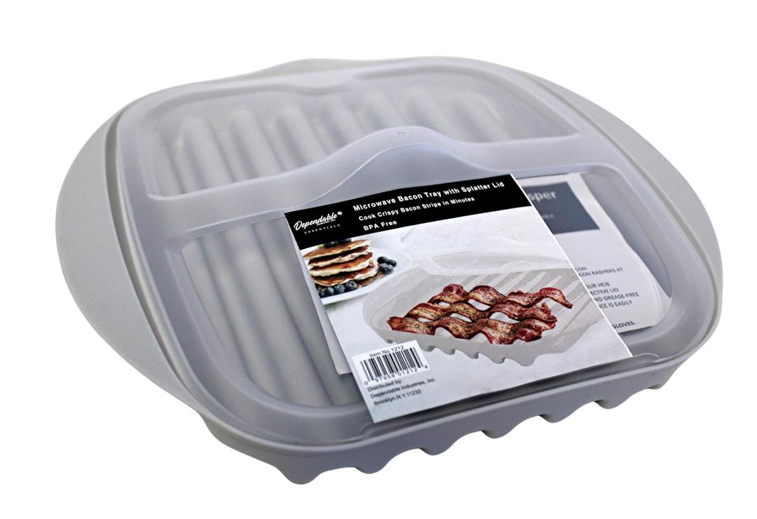 Compact Microwave Bacon, Sausage Meat & Poultry Cooking Tray with Protective Splatter Lid - BPA-Free, Innovative & Easy-Clean Design for Efficient Food Prep, Essential Kitchen Gadget