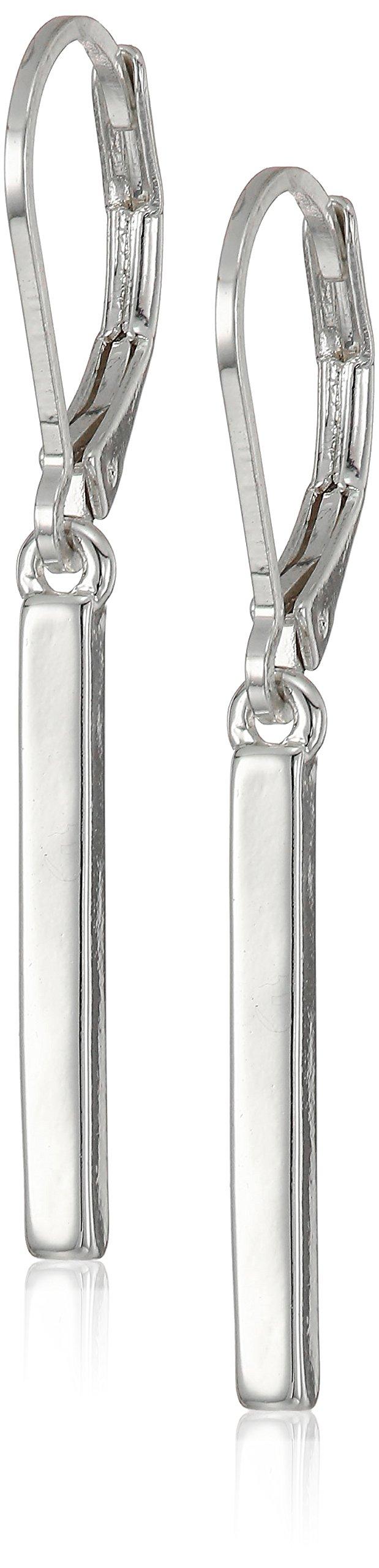 ChapsWomen's Silvertone Bar Drop Leverback Earrings