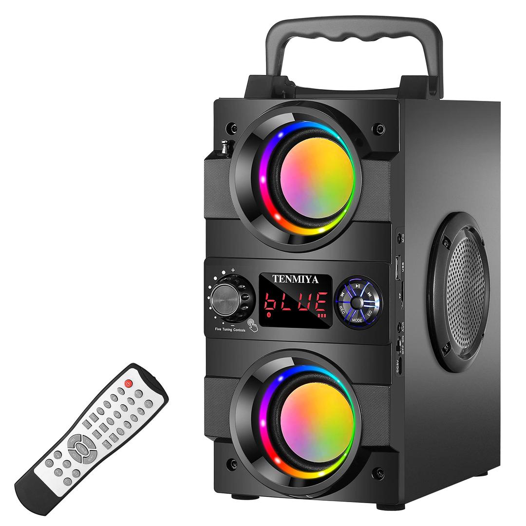 Bluetooth Speaker, 40W(60W Peak) Portable Bluetooth Speakers Wireless Stereo Rich Bass Speakers Built-in 8000mah Battery with Double Subwoofer Outdoor Party Speakers Support FM Radio