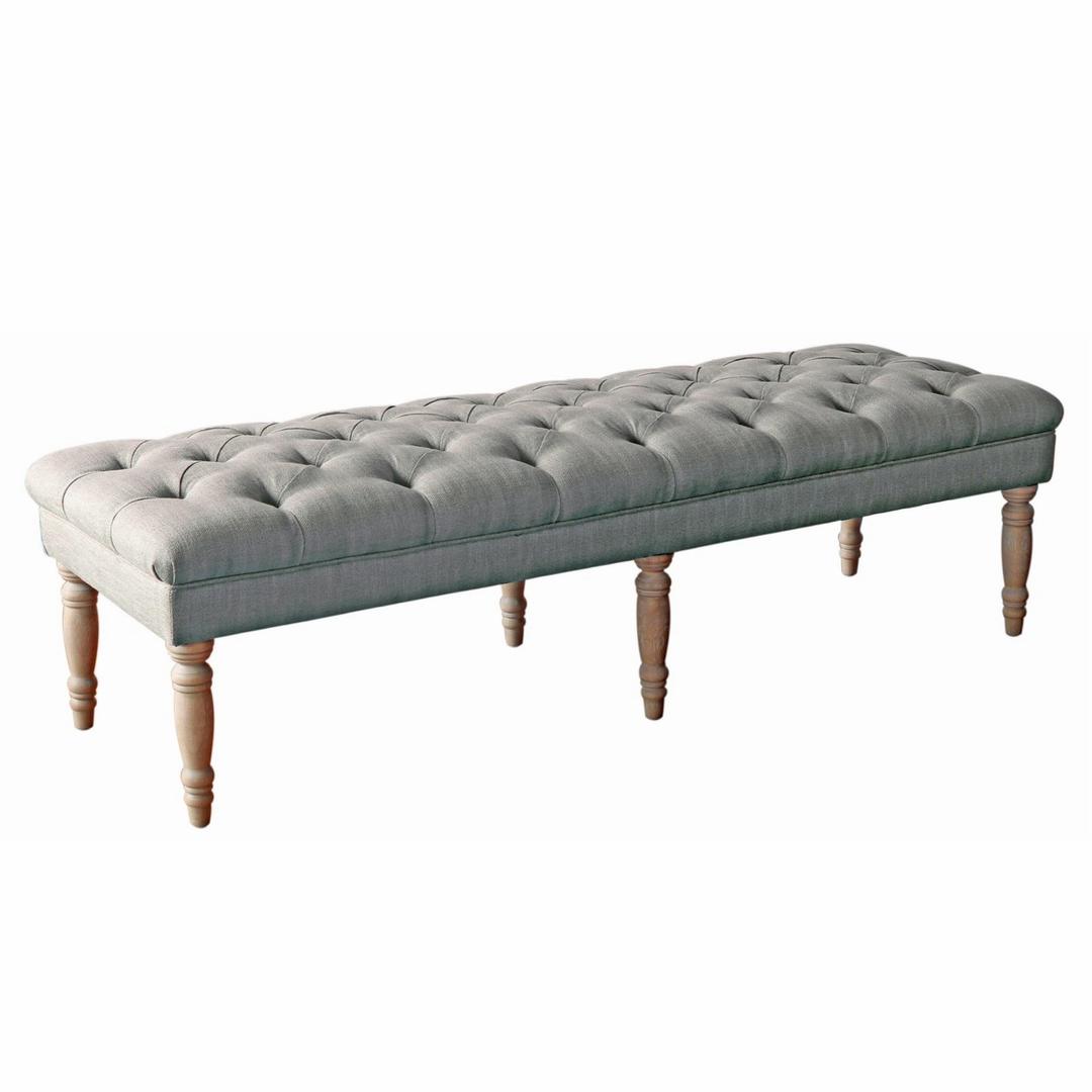 Homepop Home Decor | Large Upholstered Tufted Bench | Bench Ottoman with Storage for Living Room & Bedroom | Decorative Home Furniture, Gray