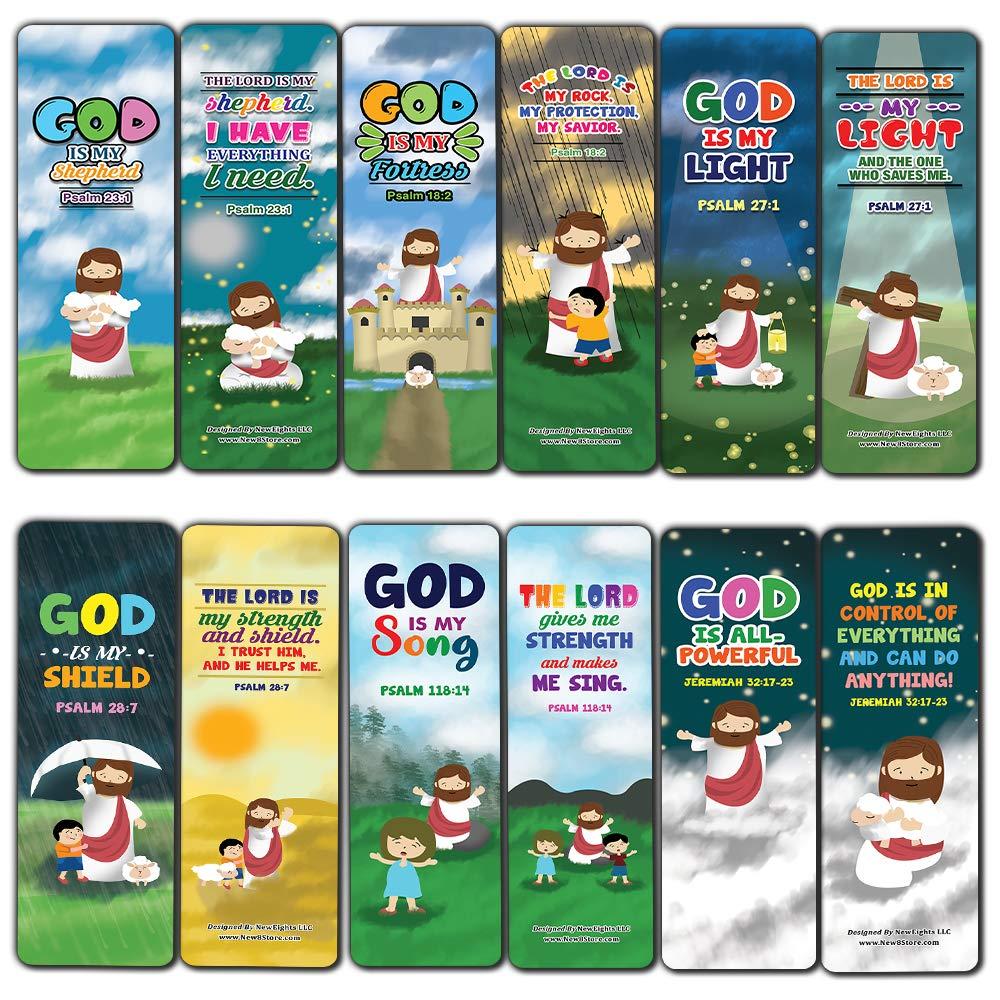 Knowing God Christian Bookmarks Cards (60-Pack) - Church Memory Verse Sunday School Rewards - Christian Stocking Stuffers Birthday Party Favors Assorted Bulk Pack