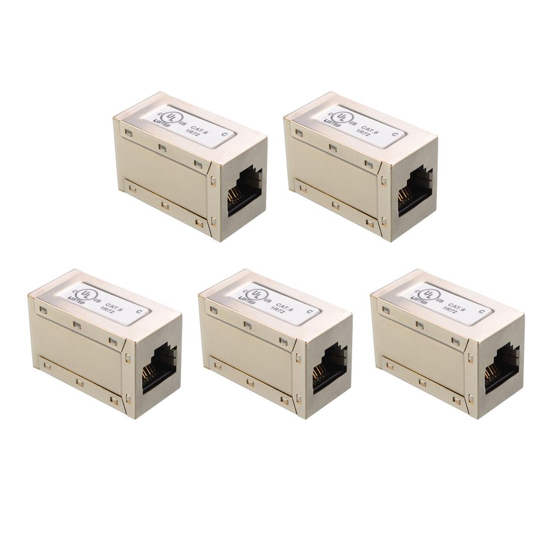 Cable Matters UL Listed 5-Pack RJ45 Shielded in-Line Couplers in Silver