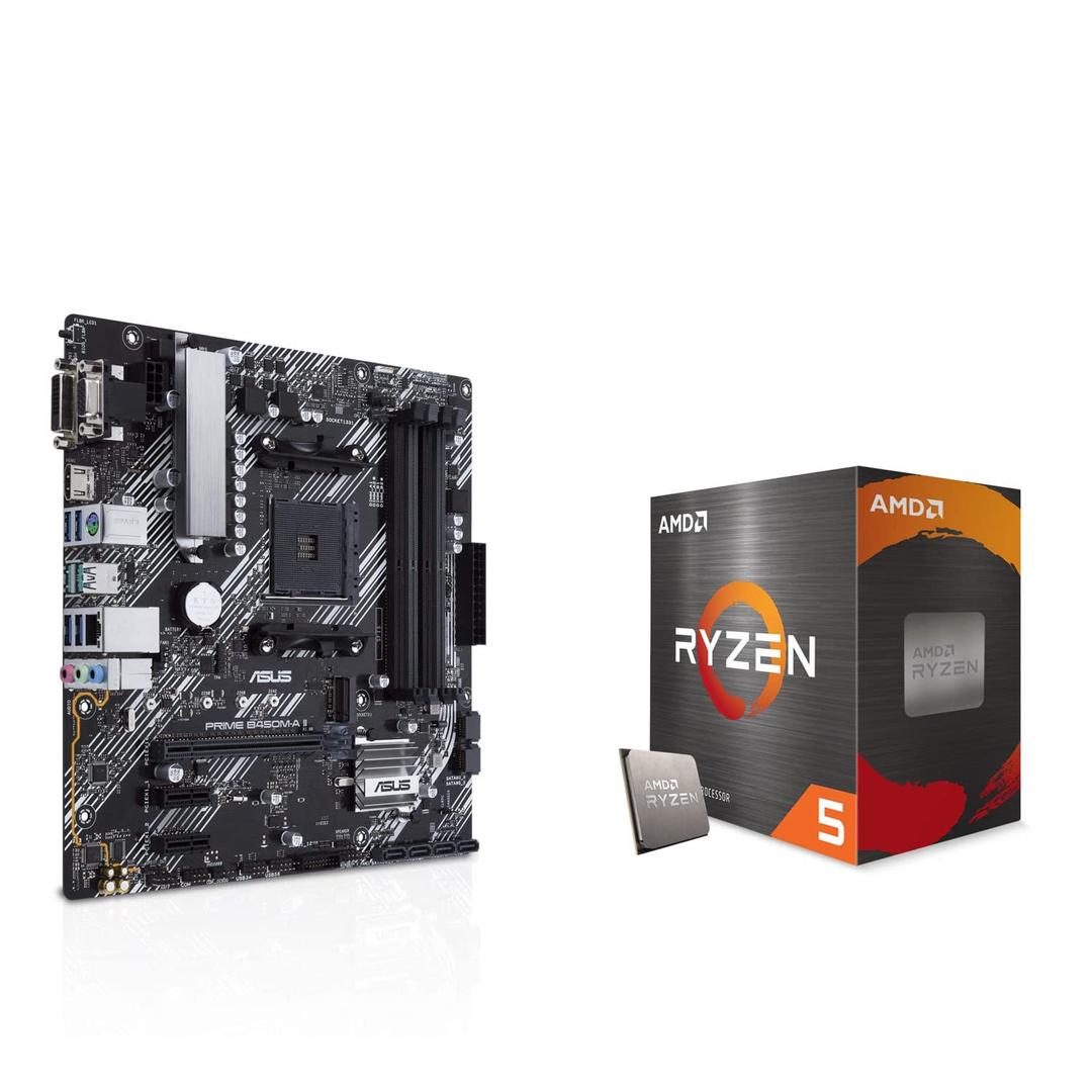 INLAND Micro Center AMD Ryzen 5 5500 6-Core, 12-Thread Unlocked Desktop Processor Bundle with ASUS Prime B450M-A II AMD AM4 (Ryzen 5000, 3rd/2nd/1st Gen Ryzen) Micro ATX Motherboard