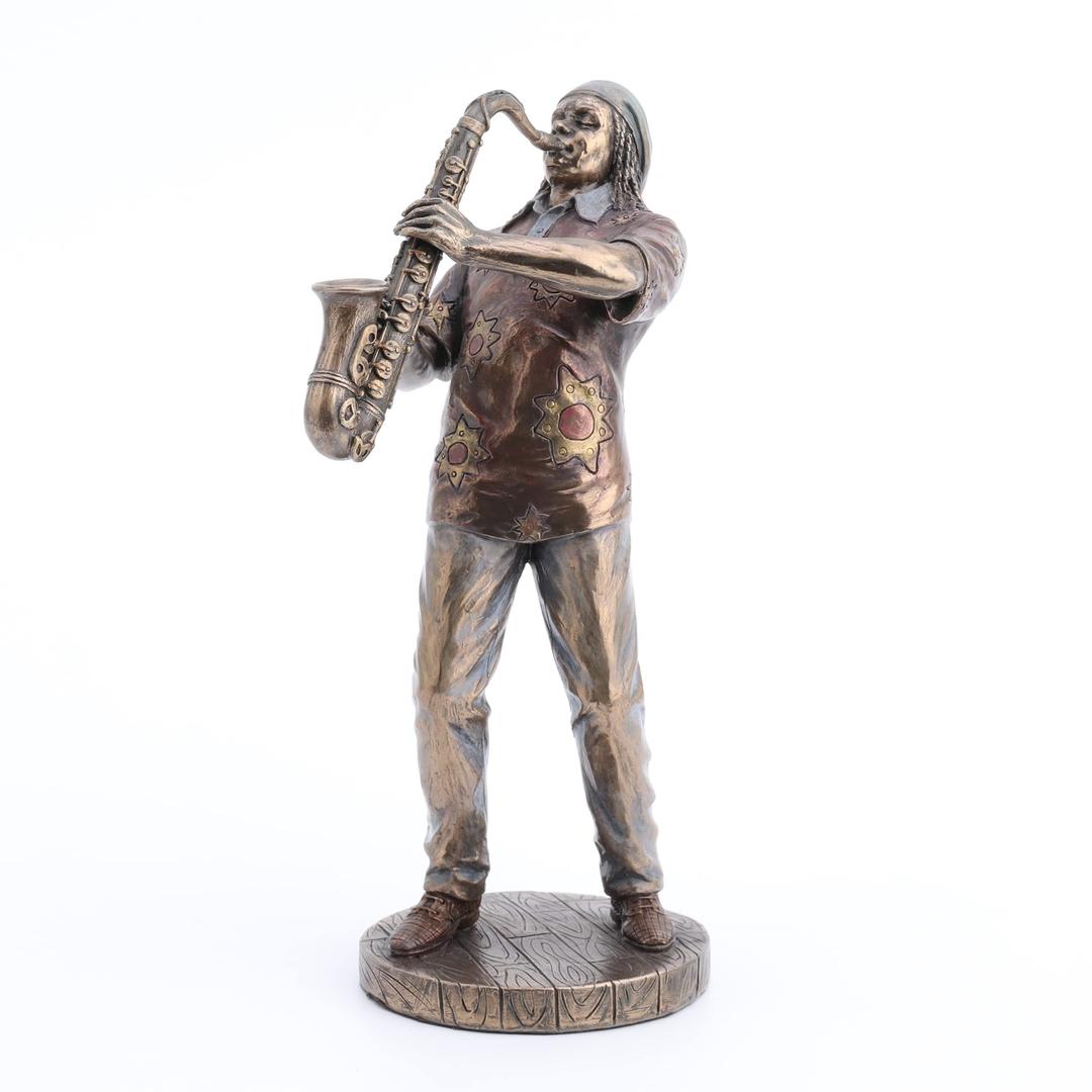 Veronese Design 7 7/8" Street Jazz Musician Saxophonist Resin Figurine Bronze Finish