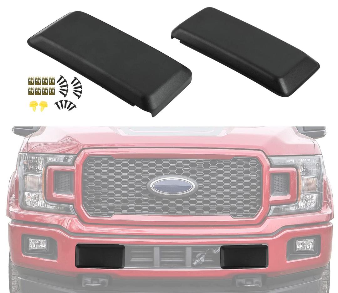 Replacement for Front Left Driver & Right Passenger Side Bumper Guard Pad Cap Inserts End Cover 2018-2020 Ford F150 F-150 JL3Z17E810AB