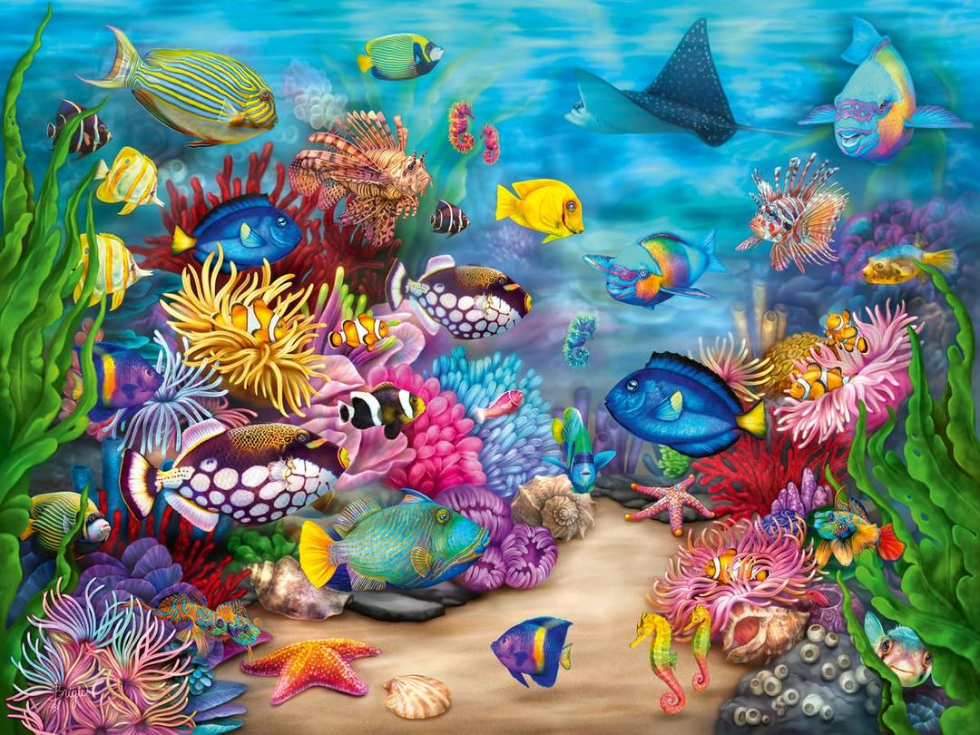 Ravensburger Tropical Reef Life | 750 Piece Large Format Jigsaw Puzzle | Ideal for Adults and Kids | Unique Softclick Technology Durable and Glare-Free | FSC Certified