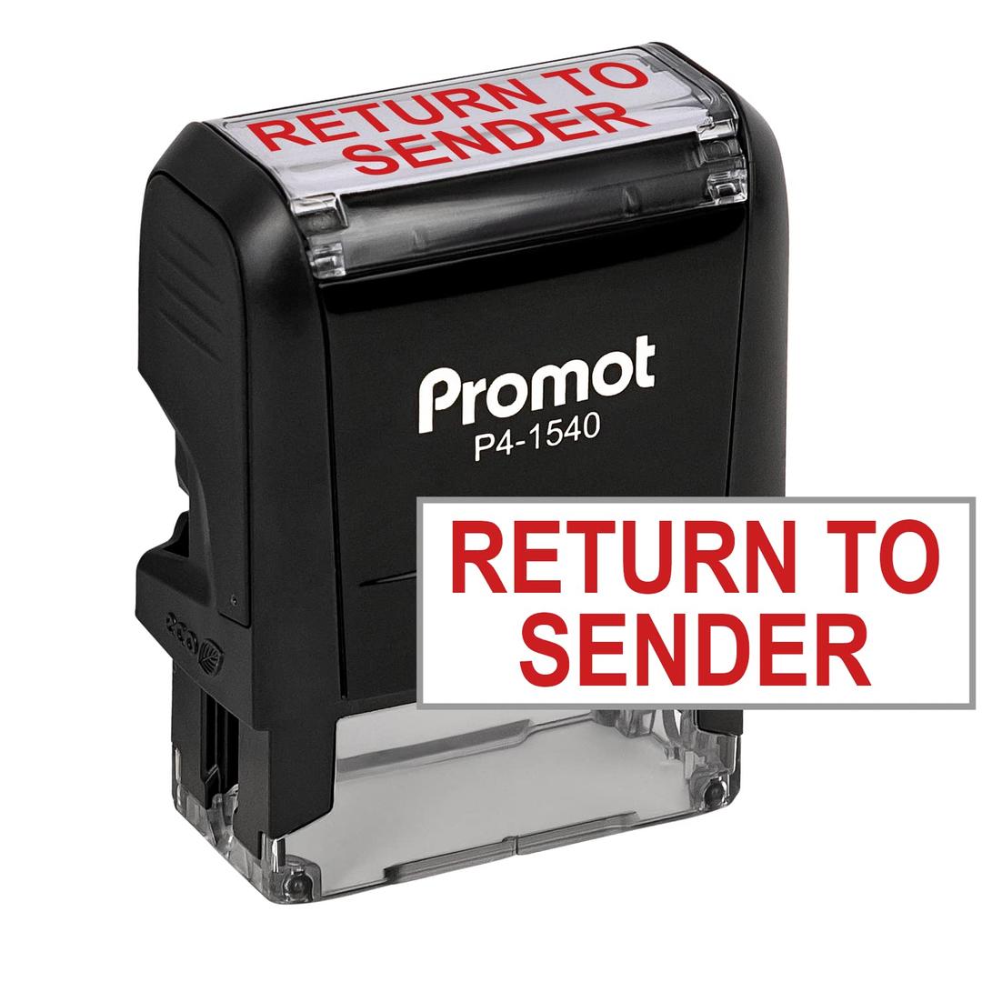 Promot Return to Sender Self Inking Rubber Stamp - Refillable Business Stamper - Work, Coding, Bookkeeping, Ordering, Accounting, Notary, Office Stamps - Red Ink