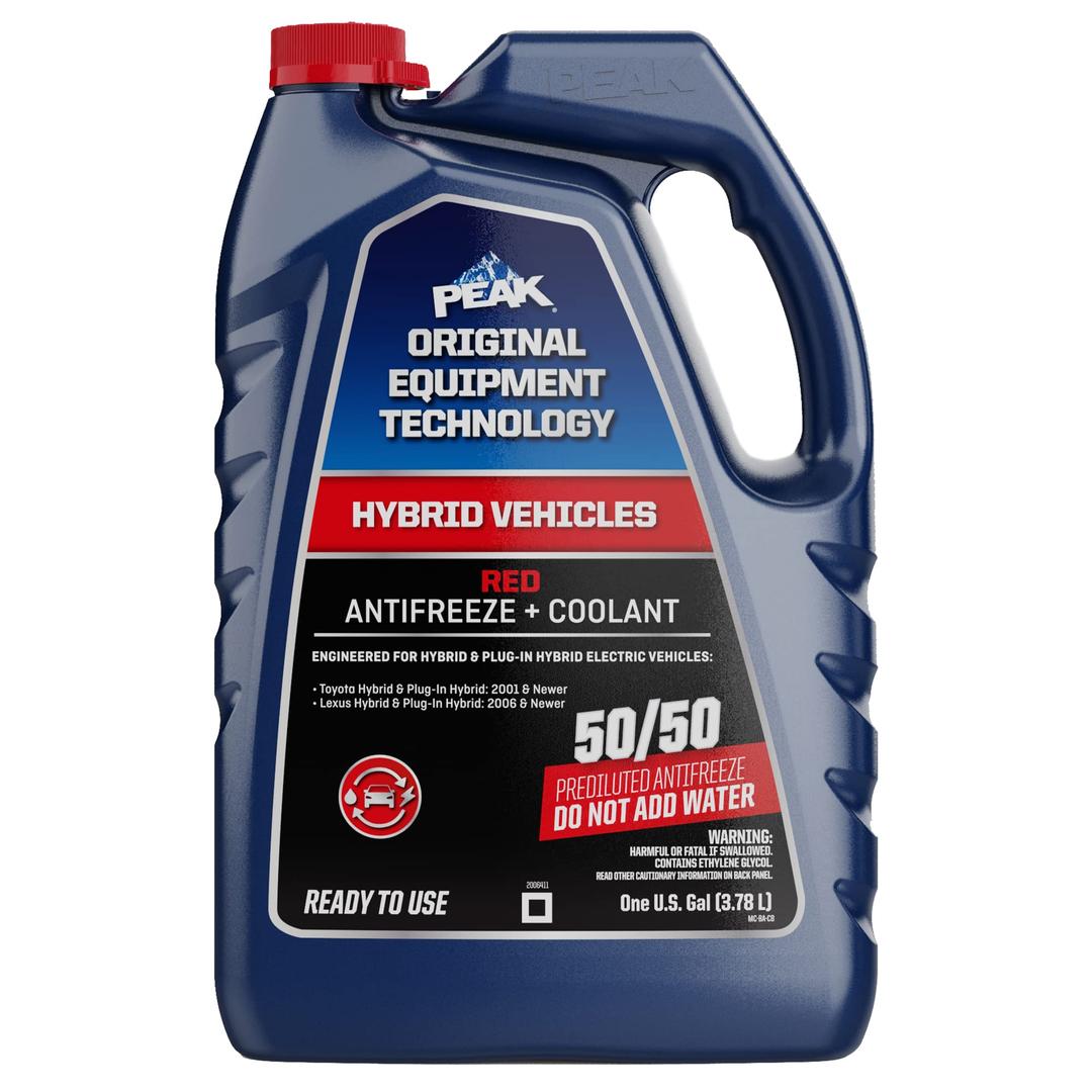 PEAKOET Red 50/50 Prediluted Antifreeze and Coolant for Hybrid and Plug-in Vehicles, 1 Gal.