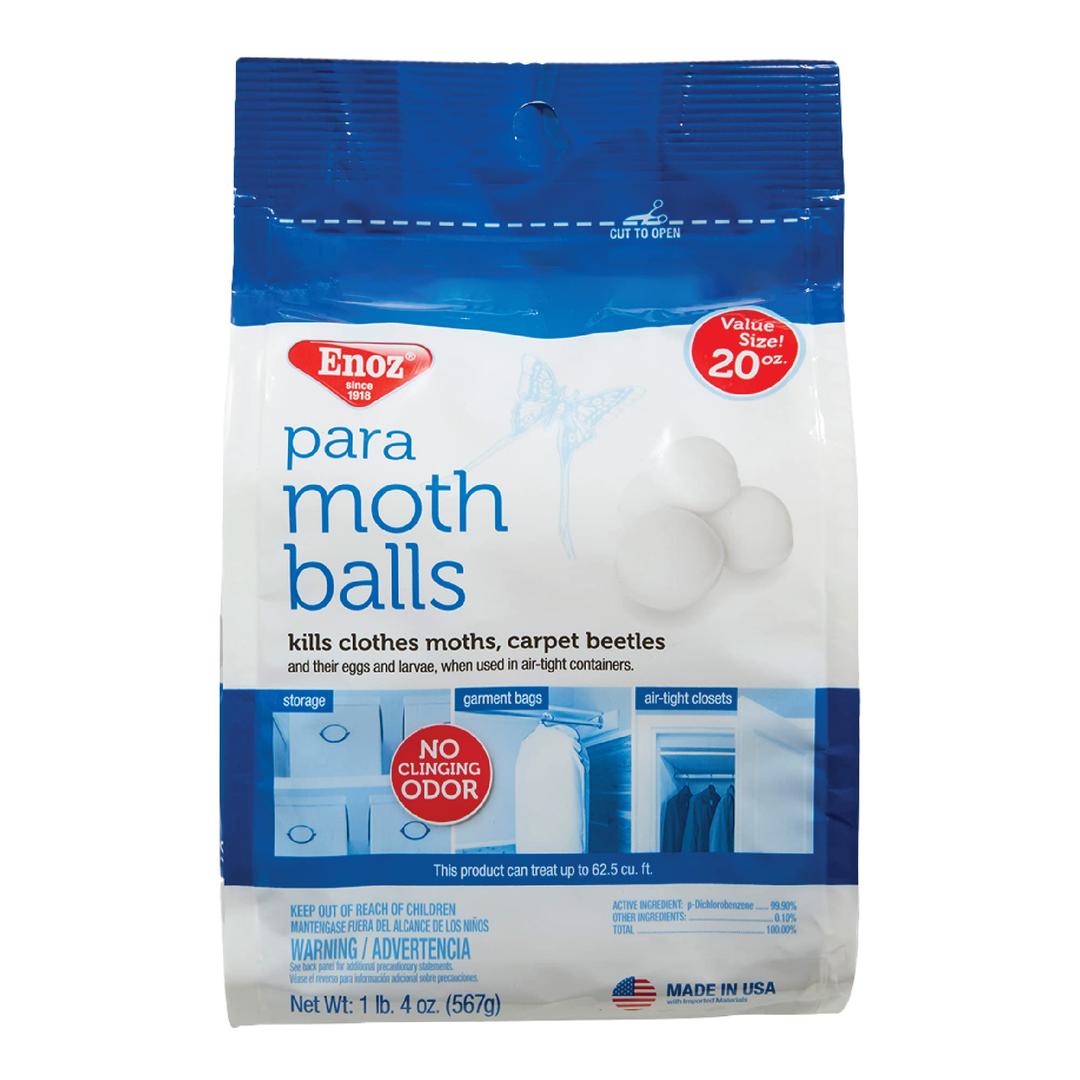 Enoz para Moth Balls with No Clinging Odor: Kills Clothes Moths, Carpet Beetles, Eggs, and Larvae, Use for Storage, 20 oz Bag (1)