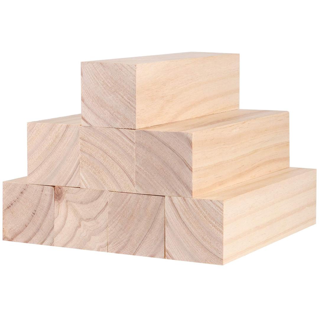 8 PCS Maple Square Turning Blank, Wood Turning Boards Unfinished Wood Craft Cubes Lathe Turning Blanks for Wood Carving & Turning 2 x 2 x 8 Inch