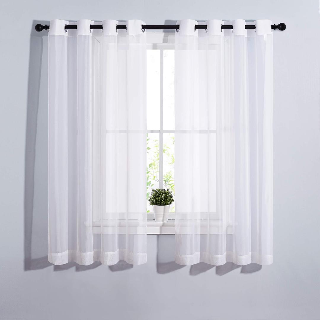 NICETOWN Window Panel Curtains - Grommet Top Gauzy Sheer Drapes Lightweight Breathable Panels (2-Pack, 54 Wide x 63 inch Long, White)