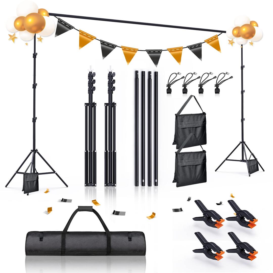 BEIYANG 8.5 x 10 FT Photo Backdrop Stand Kit, Adjustable Background Holder Support System Kit with Carrying Bag, for Photography Video Stutio, Parties Decoration, Advertising Display