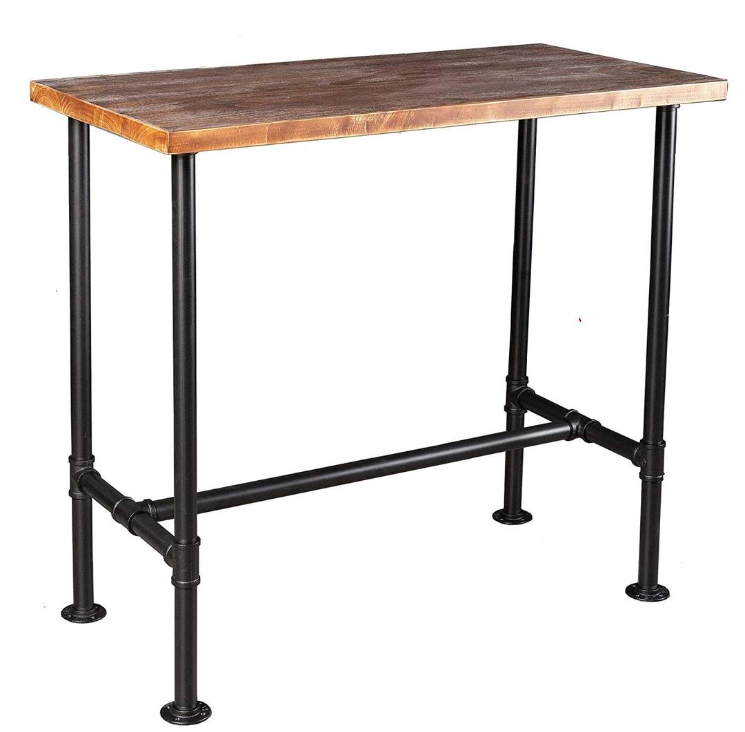 Diwhy DIY Industrial Design Pipe Dining Table Casual Pub BAR Laptop Table Modern Studio Wood and Metal Rectangular Dining Table homeoffice Desk Breakfast high bar Table Brown Desktop 47.3" × 23.6"