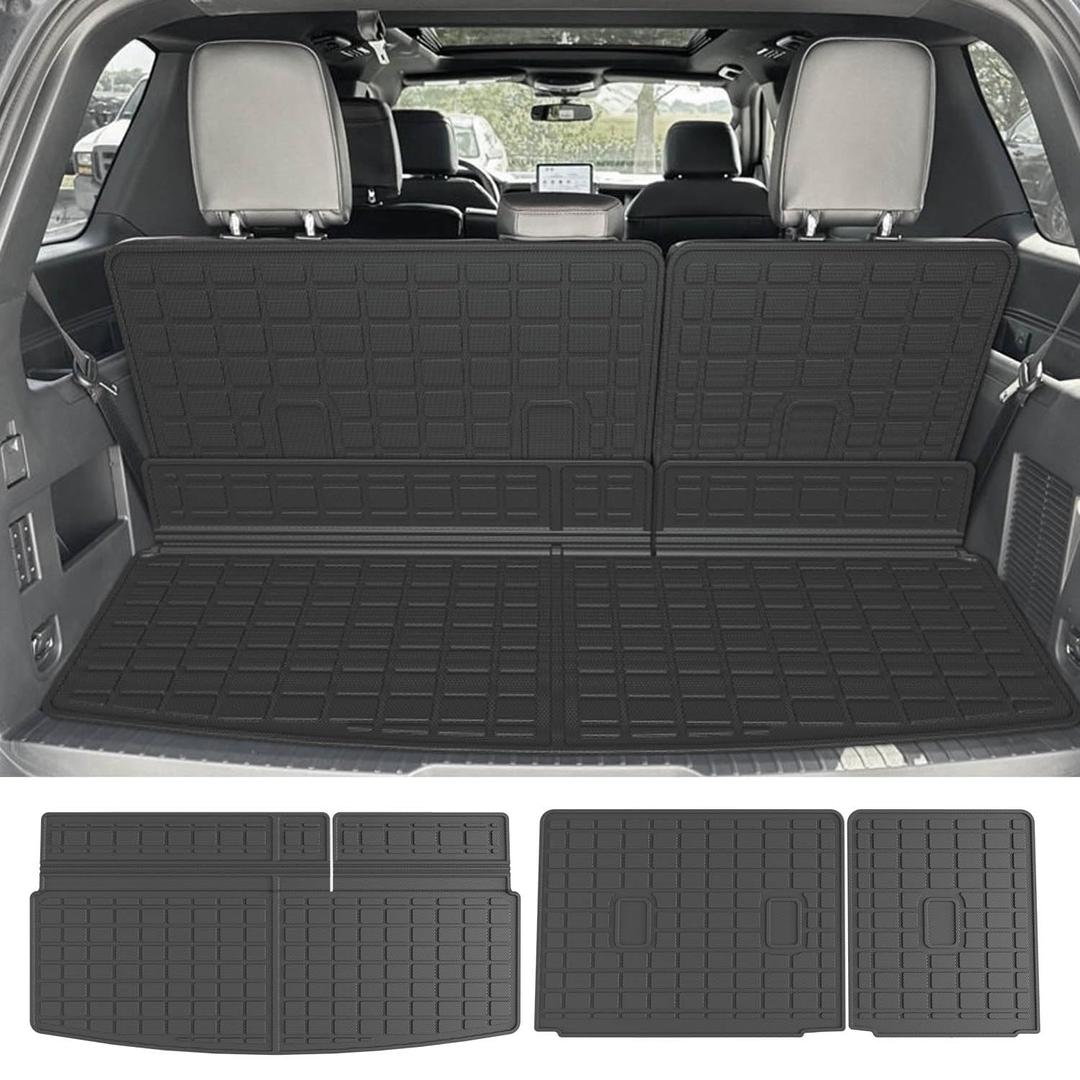 Cargo Mat Compatible with 2018-2024 Ford Expedition Lincoln Navigator 3rd Backrest Mat Replacement for 2018-2024 Ford Expedition Accessories(7&8 Seats 3rd Backrest Mat+Trunk Mat)