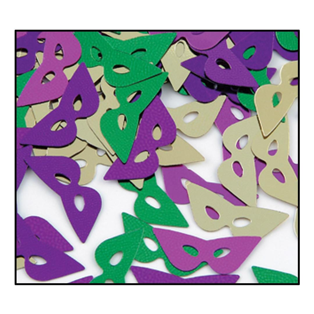 Fanci-Fetti Mardi Gras Masks (asstd gold, green, purple) Party Accessory  (1 count) (1 Oz/Pkg)