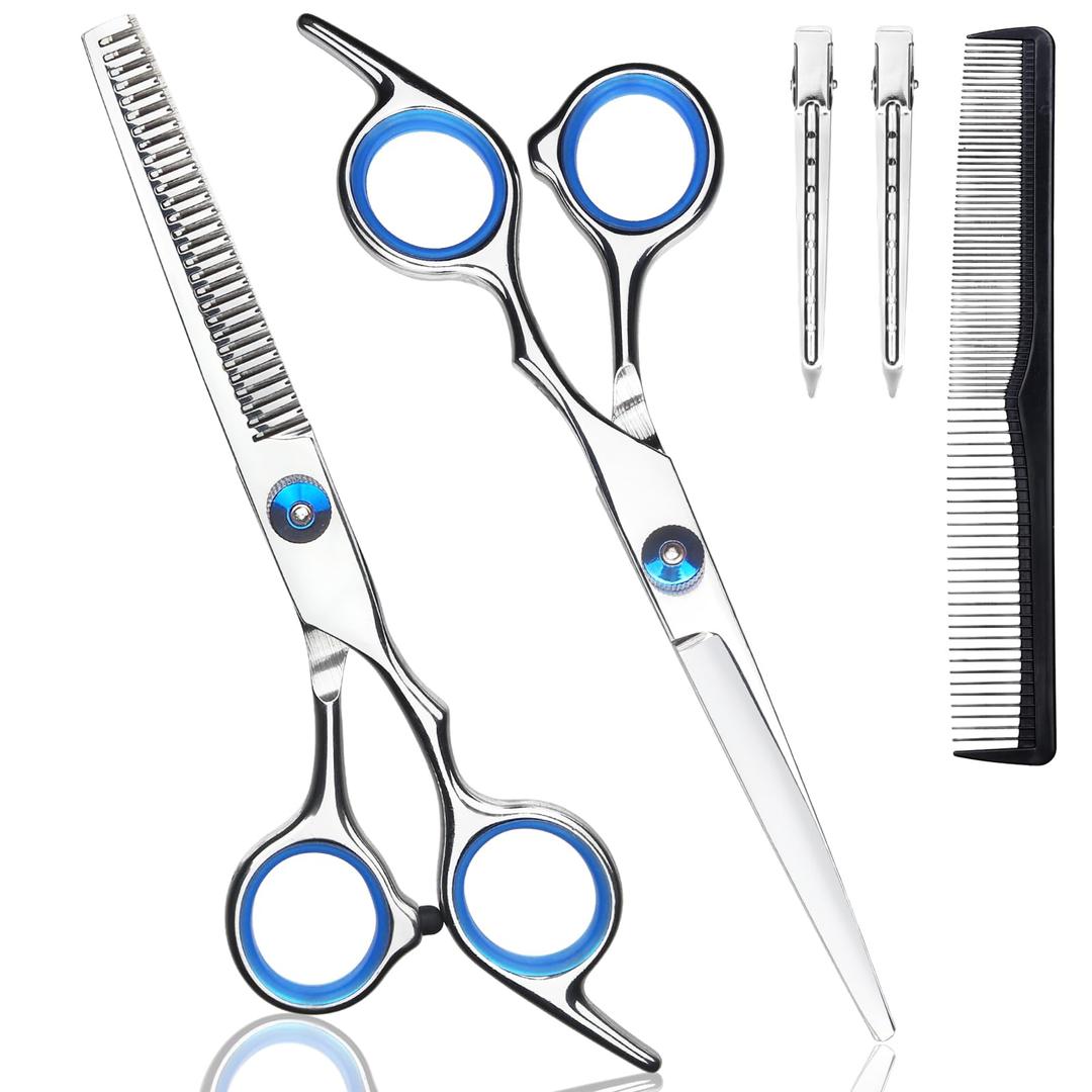 Hair Cutting Scissors Set, Professional Stainless Cutting Hair Scissors, Barber Hair Cutting Scissors Thinning Shears Sharp Blades Hairdresser Haircut for Women/Men/Kids