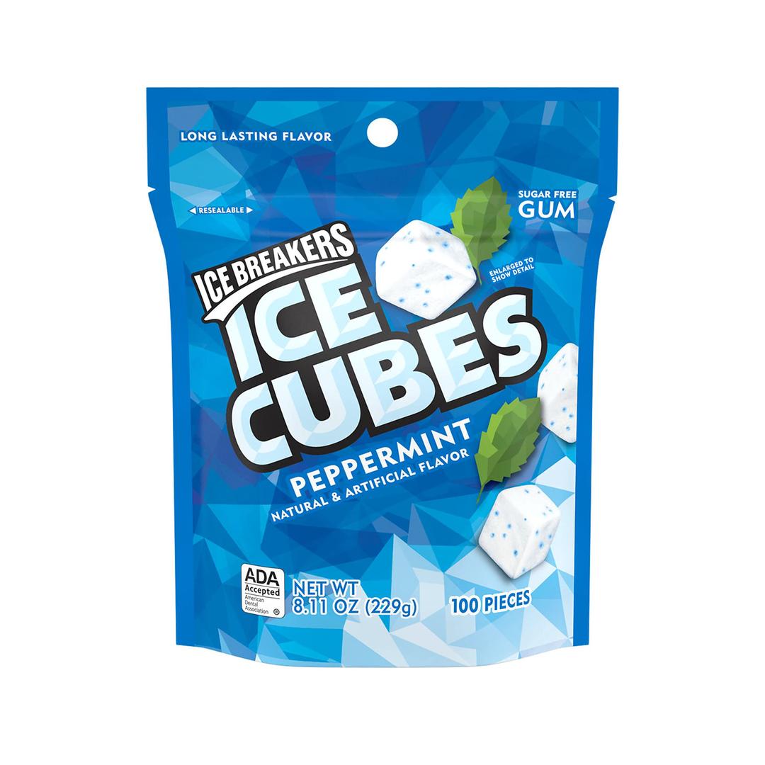 Ice BreakersIce Cubes Peppermint Sugar Free Chewing Gum Pouch, 8.11 oz (100 Pieces)