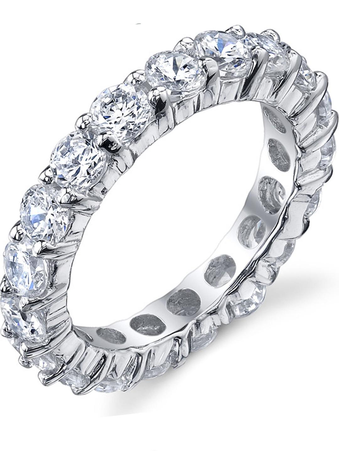 3.50MM Sterling Silver 925 Eternity Ring Engagement Wedding Band Ring with Cubic Zirconia CZ