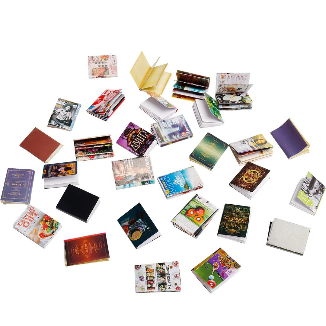 30PCS 1:12 Scale Miniatures Dollhouse Books Mini Books Miniatures Books for Mini House Decor