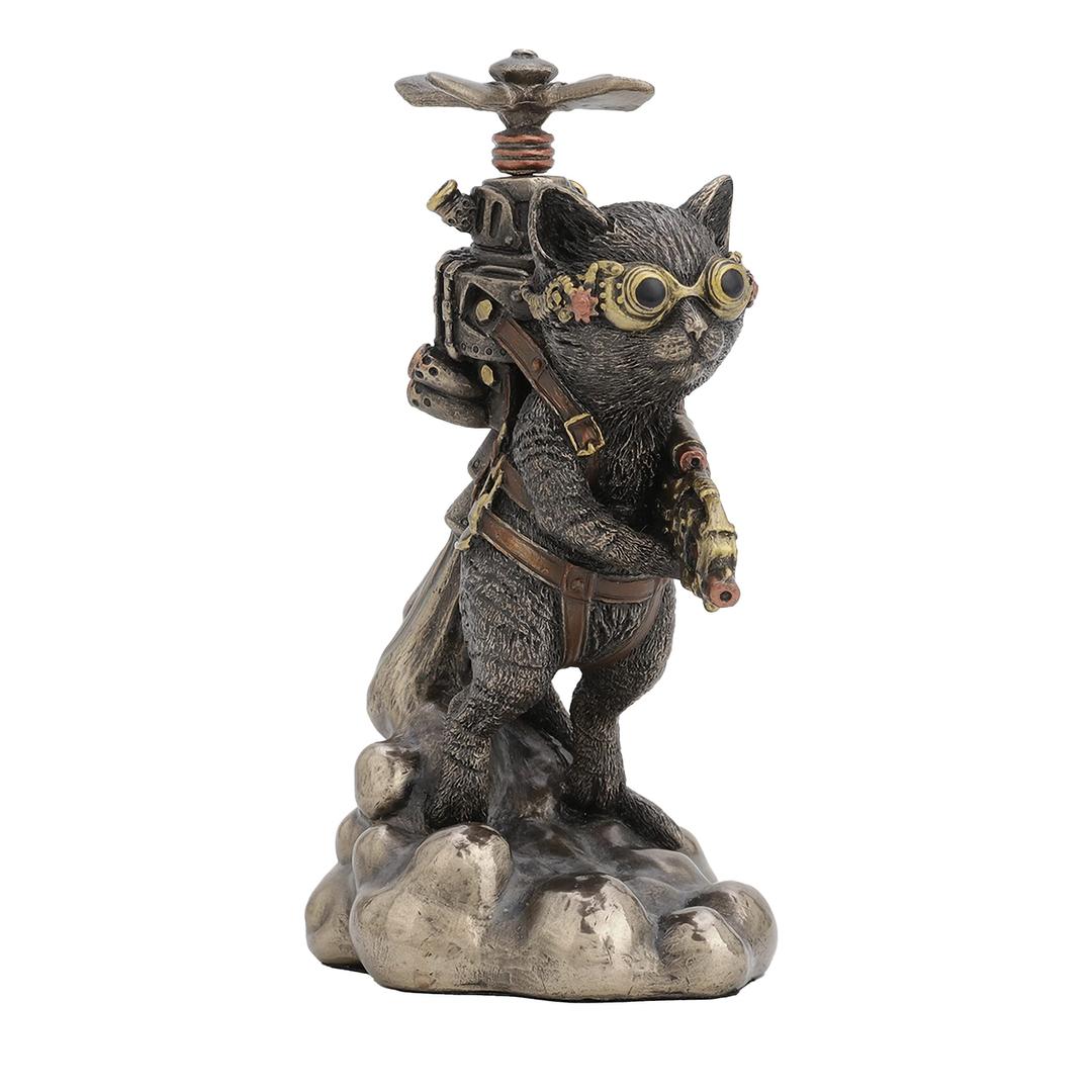 Veronese Design 5 1/2 Inch Tall Steampunk Cat Propeller Animal Collecitble Figurine Cold Cast Bronzed Resin Statue