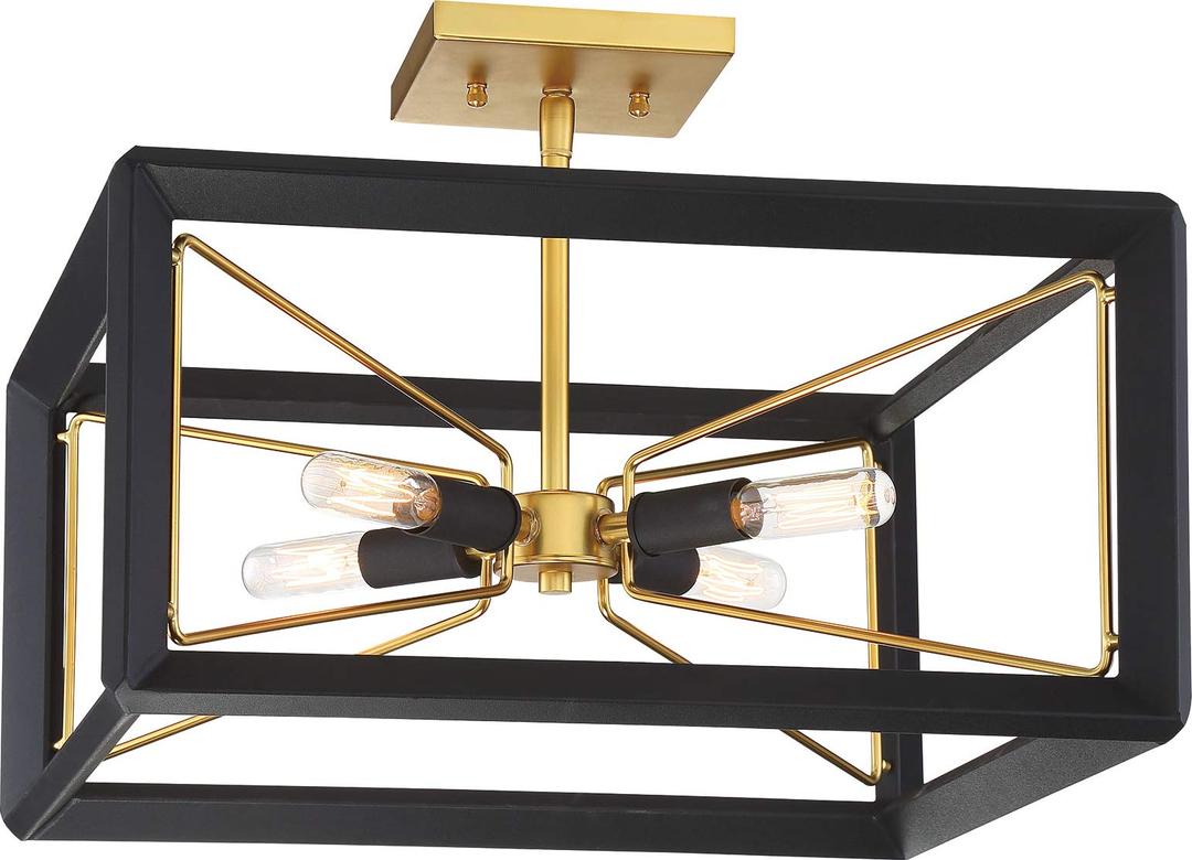 Minka Metropolitan N7853-707 Sable Point - Four Light Semi Flush, Sand Black/Honey Gold Finish