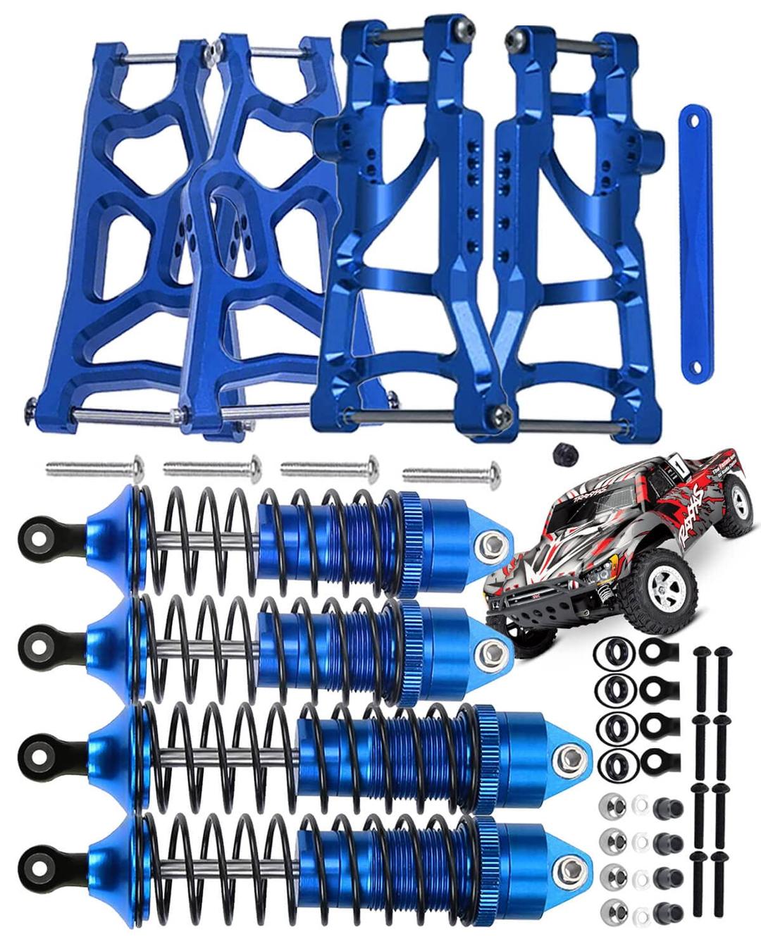 Upgrades Part for 1/10 Slash 2WD,Big Bore RC Shock Absorber,Front Rear Suspension Arm Aluminum Hops up,Navy Blue