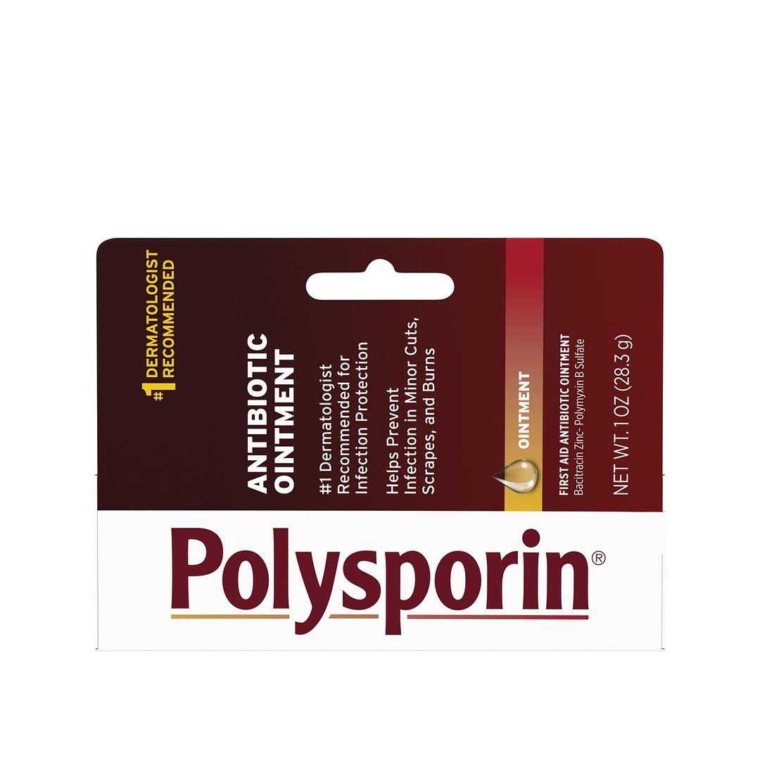 Polysporin First Aid Topical Antibiotic Skin Ointment With Bacitracin Zinc & Polymyxin B Sulfate, For Infection Protection & Wound Care, Neomycin-Free, Travel Size, 1 oz