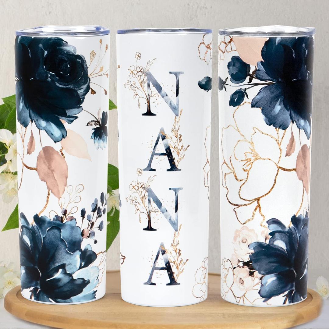 Practical Mother's Day Gifts for Mom, 20 OZ Floral NANA Travel Mug for Grandma, Mom Gifts Tumbler for Holiday, Birthday, Mother's Day Gifts Ideas from Grandson, Granddaughter