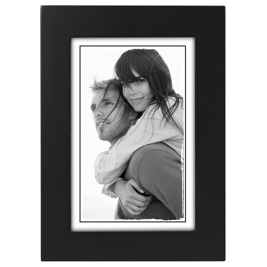 Malden 4x6 Picture Frame - Wide Real Wood Molding, Real Glass - Black