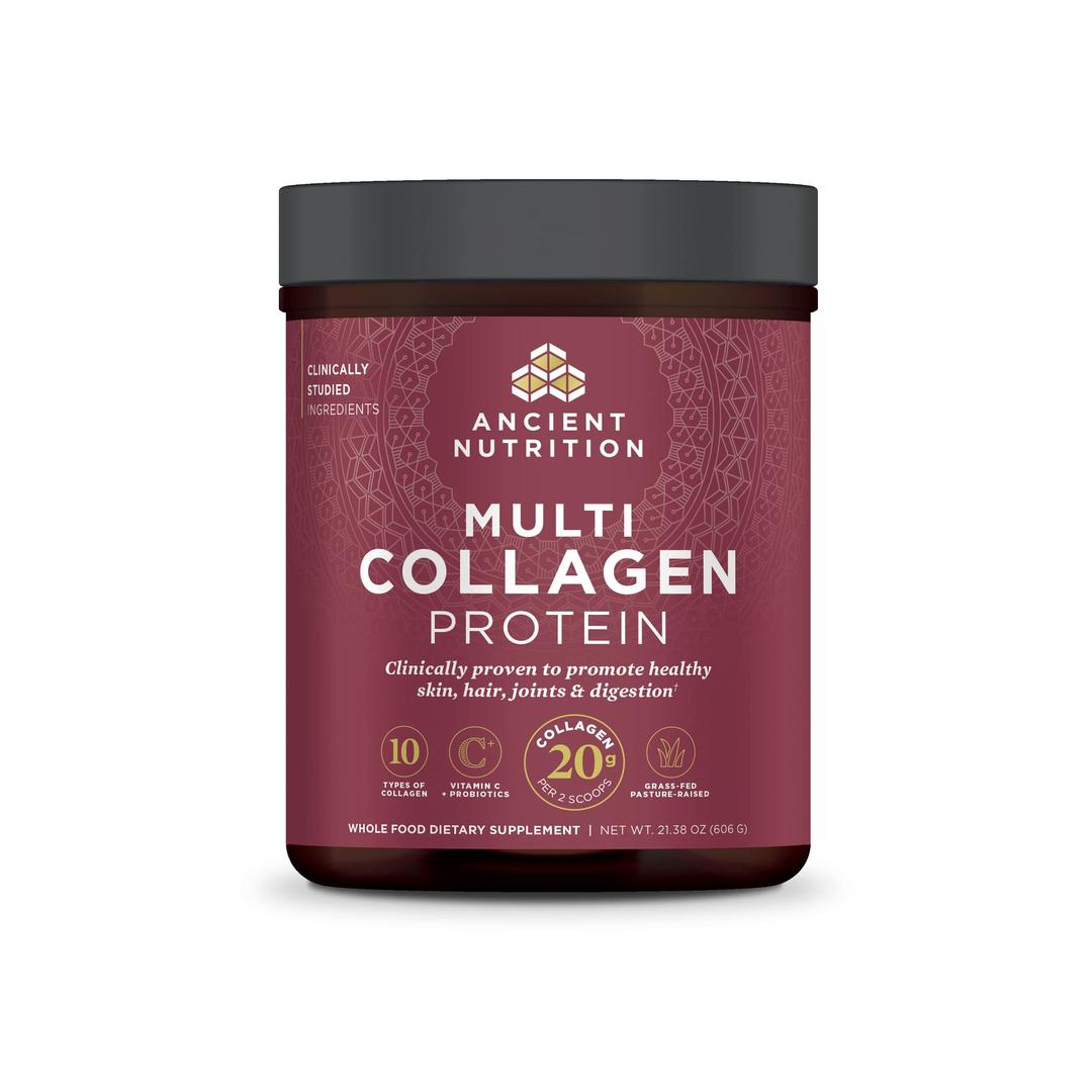 Ancient Nutrition Collagen Powder Protein with Probiotics, Multi Collagen Protein, Unflavored, 60 Servings, Hydrolyzed Collagen Peptides Supports Skin and Gut Health, Joint Supplement, 21.38oz