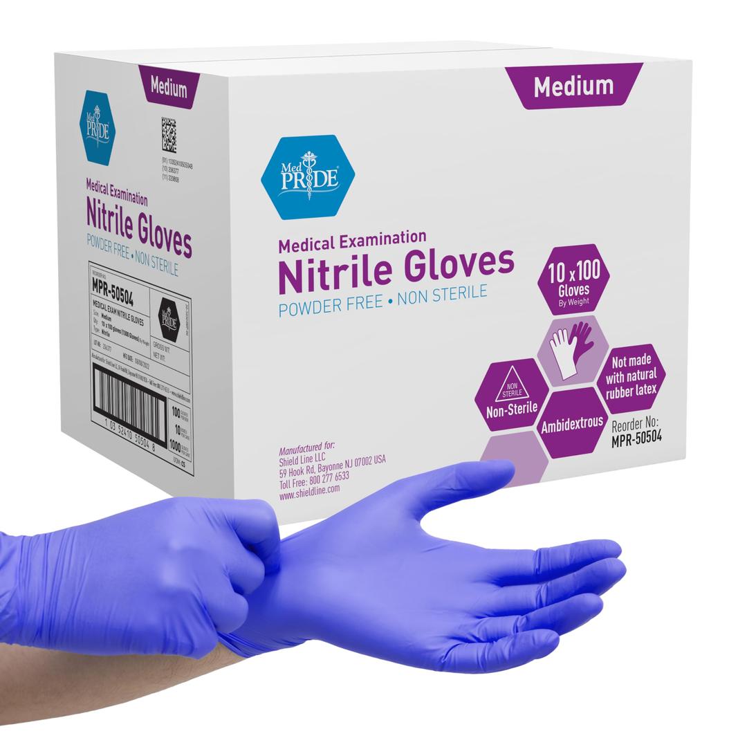 MED PRIDEMedPride Powder-Free Nitrile Exam Gloves, Medium, Case/1000 (100 Count (Pack of 10))