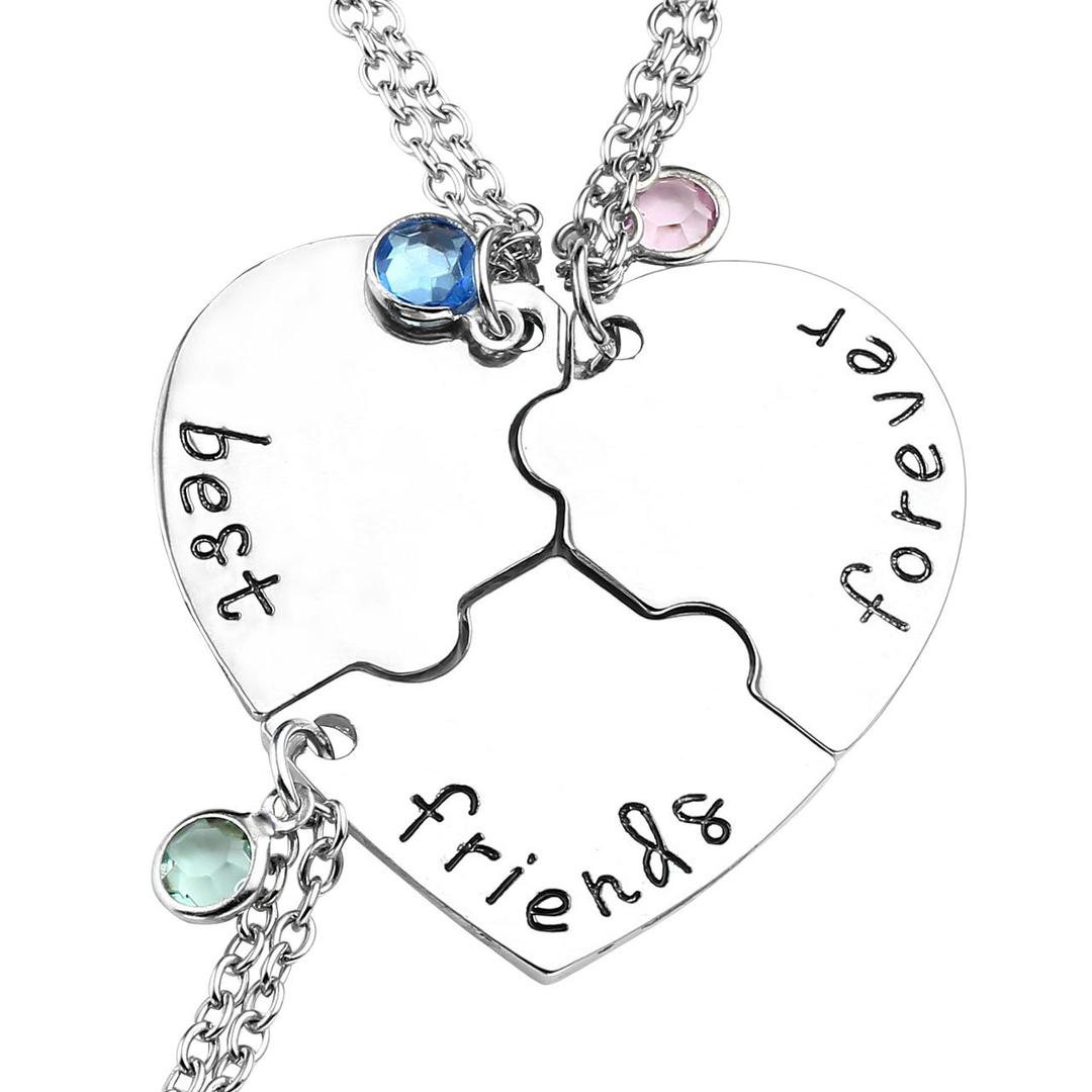 Top PlazaBest Friends Forever and Ever Necklaces for 3 BFF Heart Puzzle Matching Alloy Pendant Necklaces Set Friendship Jewelry for Sisters