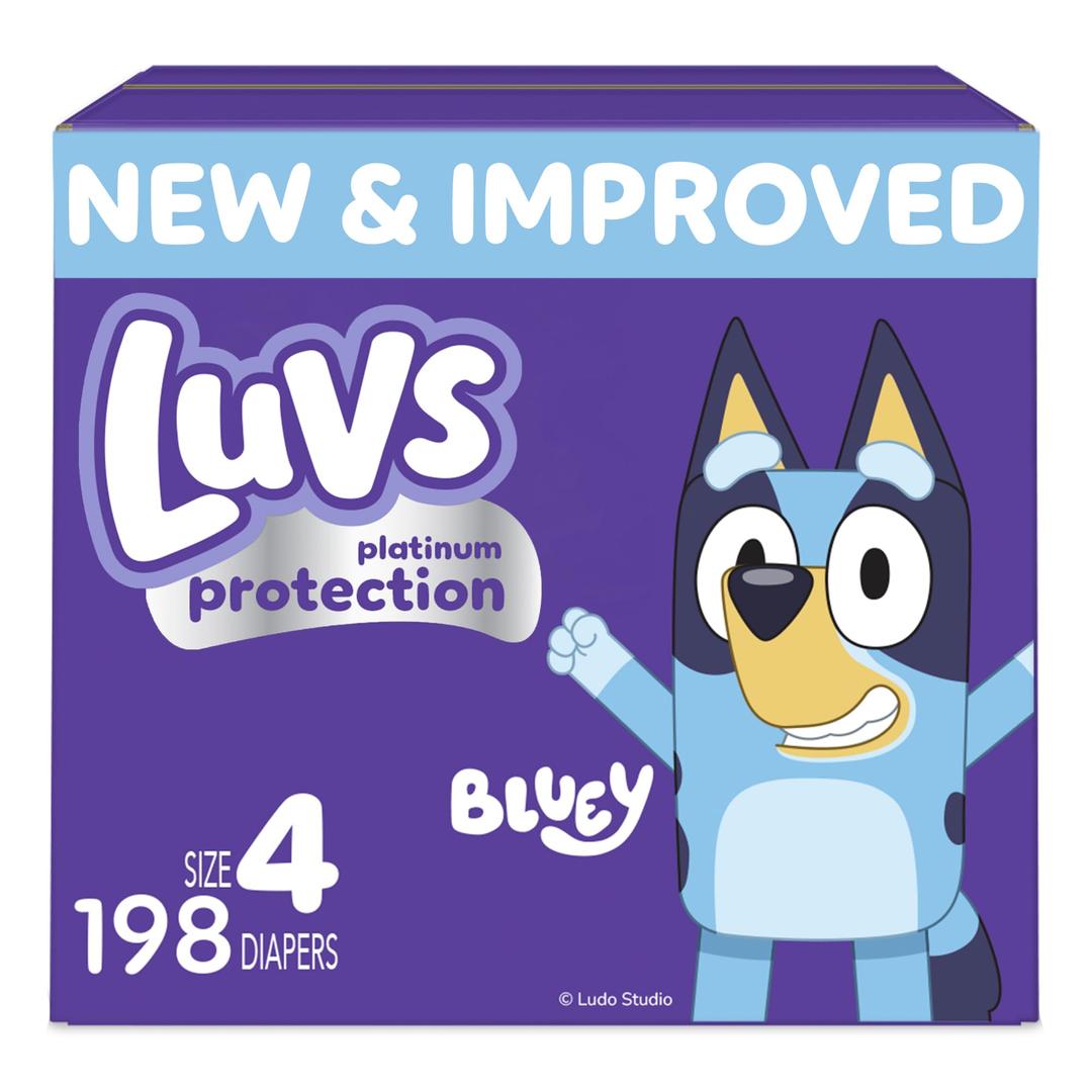 Luvs Diapers - Size 4, 198 Count, Bluey Disposable Baby Diapers