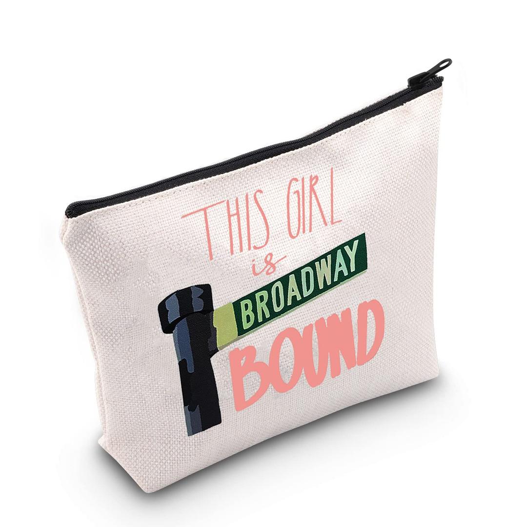 POFULL Musical Theatre Student Performer Gift Drama Gift for Daughter Broadway Gift This Girl is Broadway Bound Zipper Pouch Bag (This Girl is Broadway Bound bag)