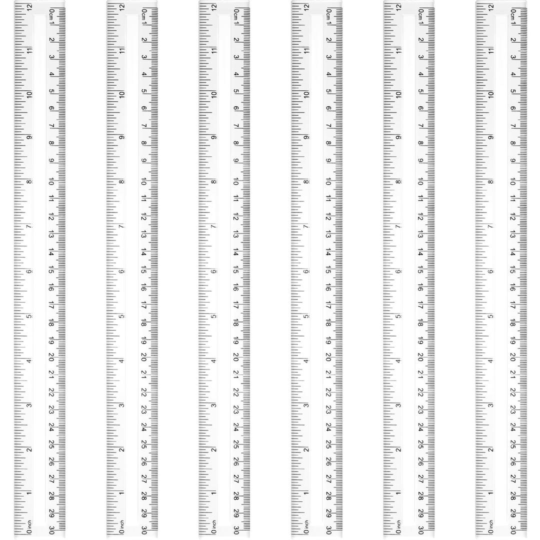 30 Pack Clear Rulers Plastic Rulers 12 Inch Transparent Kids Rulers Bulk for School with Centimeters Millimeter and Inches, Measuring Tools for Student School Office Home (Clear)