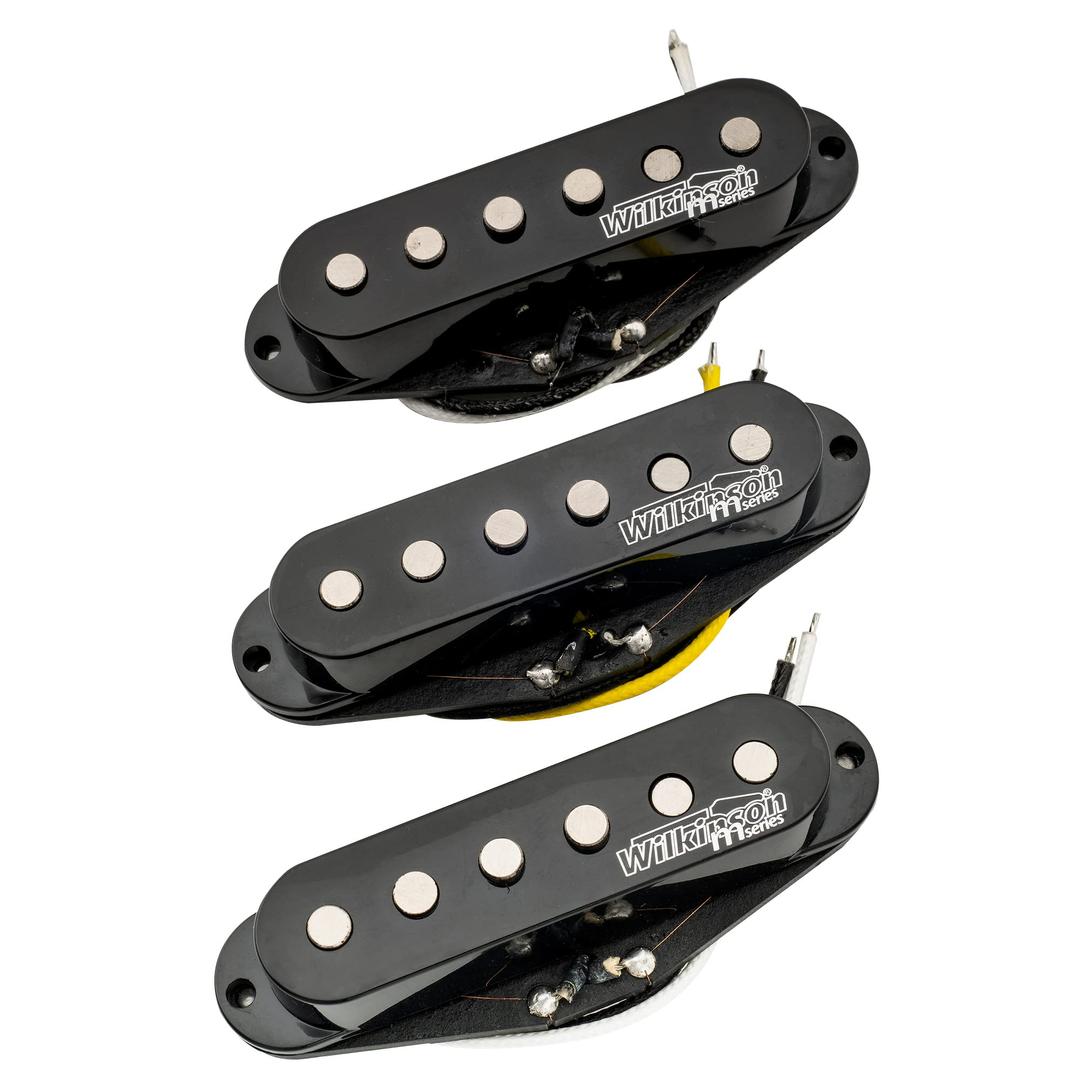 Wilkinson Vintage Tone Alnico 5 Staggered ST Strat Single Coil Pickups SSS Set for Stratocaster Electric Guitar, Black