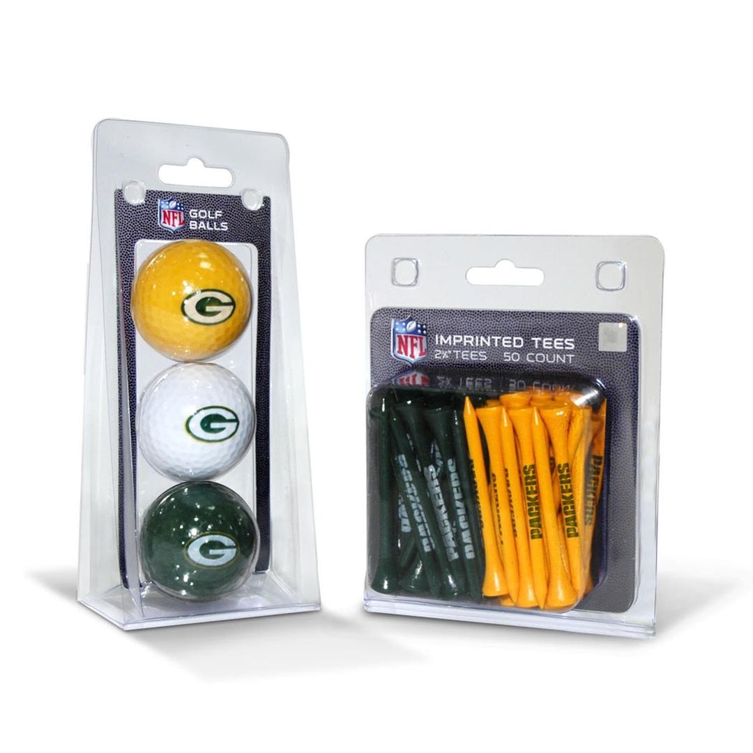 Team Golf NFL Logo Imprinted Golf Balls (3 Count) & 2-3/4" Regulation Golf Tees (50 Count), Multi Colored