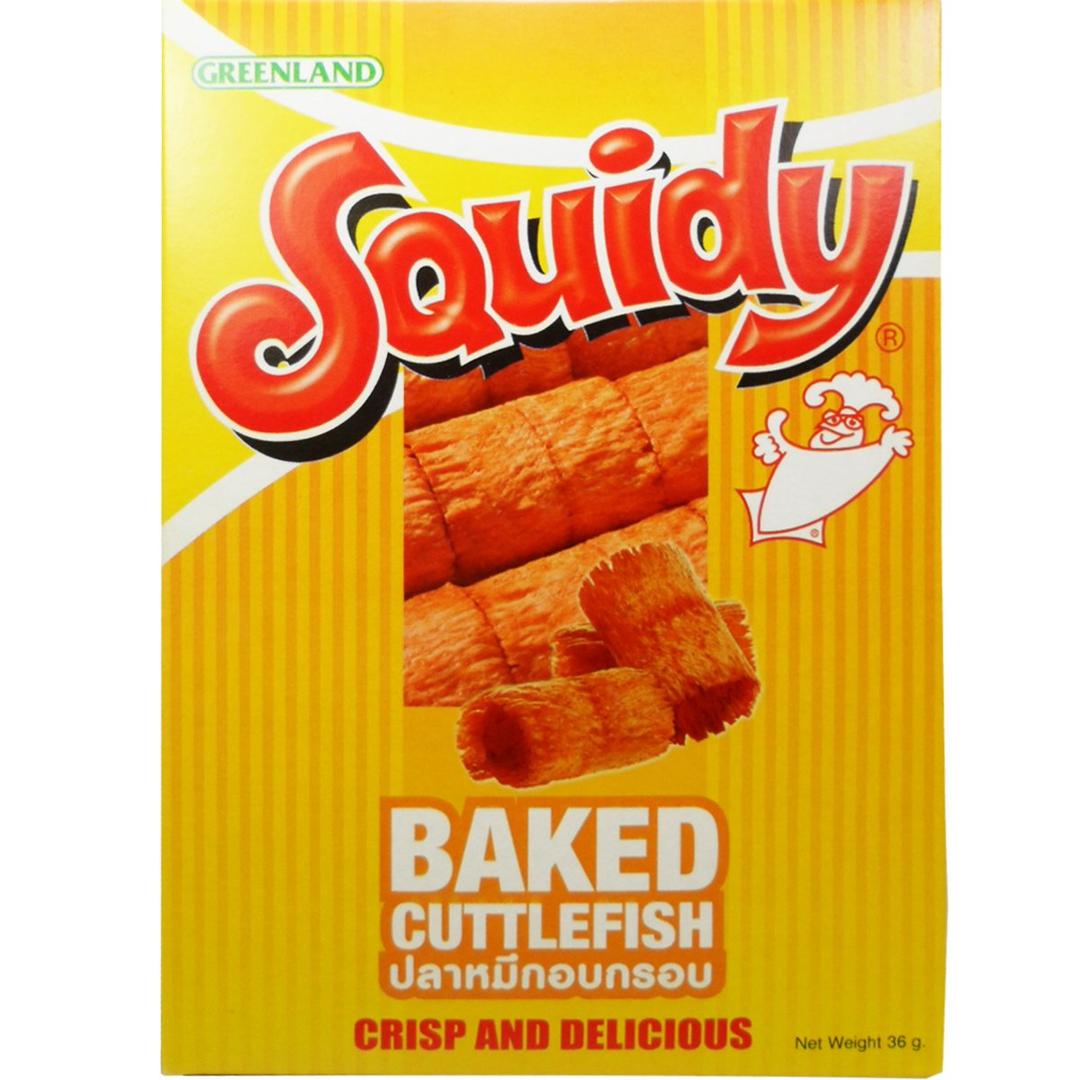 Squidy Crisp Baked Cuttlefish Snack 100% Real Squid Net Wt 36 G (1.27 Oz) X 3 Boxes