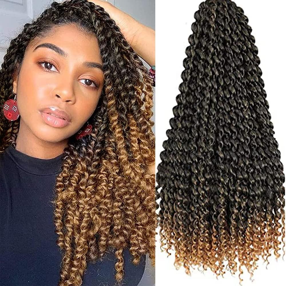 8 Packs 18 Inch Passion Twist Crochet Hair For Black Women Water Wave Crochet Braiding Hair Extensions (1B/27)