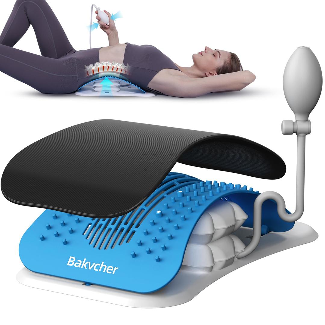 Back Stretcher for Lower Back Pain Relief, Adjustable Air Cushion Lumbar Back Cracker, Back Popper with Magnetic & Pad for Herniated Disc, Back Massage Gifts for Women Men Mom Dad【Blue】