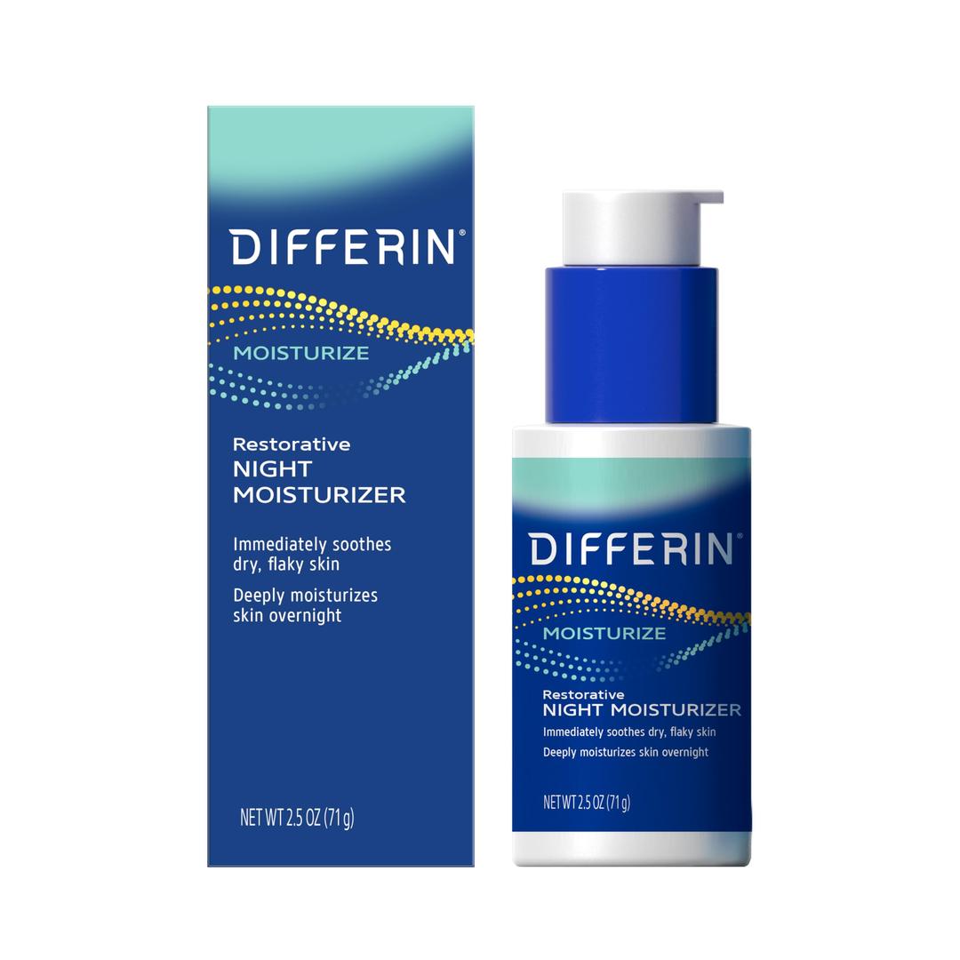 DifferinNight Cream with Hyaluronic Acid, Restorative Night Moisturizer by the Makers of Differin Gel, Gentle Skin Care for Acne Prone Sensitive Skin, 2.5 oz (Packaging May Vary)