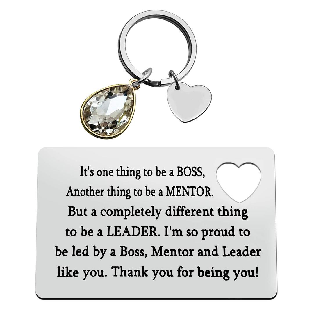 Boss Gift Engraved Wallet Card for Mentor Leader Appreciation Gifts Thank You Gift Supervisor Keyring Boss Retirement Gift Coworker Leaving Going Away Gifts Birthday Christmas Gifts Goodbye Farewell