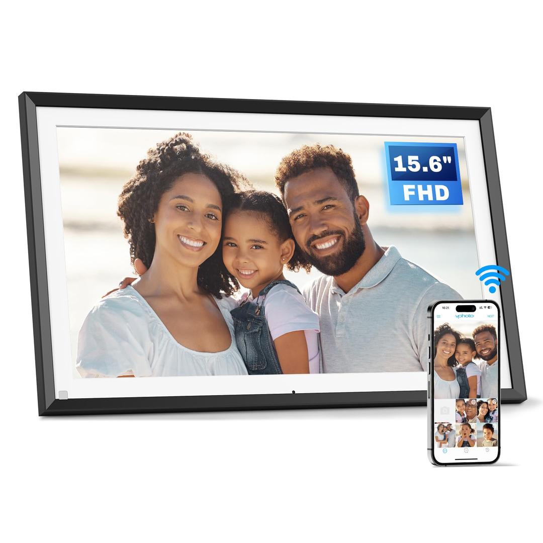 15.6 Inch Large Digital Picture Frame, WiFi Digital Photo Frame - 32GB Electronic Photo Frame with 1920 * 1080 HD IPS Touch Screen, Auto-Rotate, Wall Mounted, Share Photos/Videos via App from Anywhere