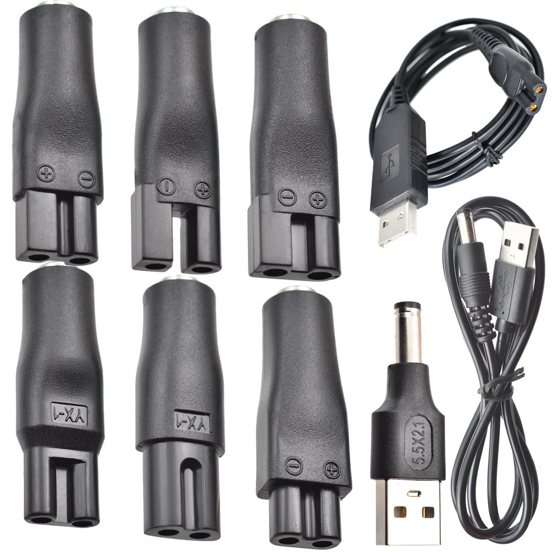 9 PCS Replacement Power Cord 5V Charger USB Adapter Suitable for Electric Hair Clippers, Beard trimmers, Shavers, Beauty Instruments, Desk Lamps, Purifiers.