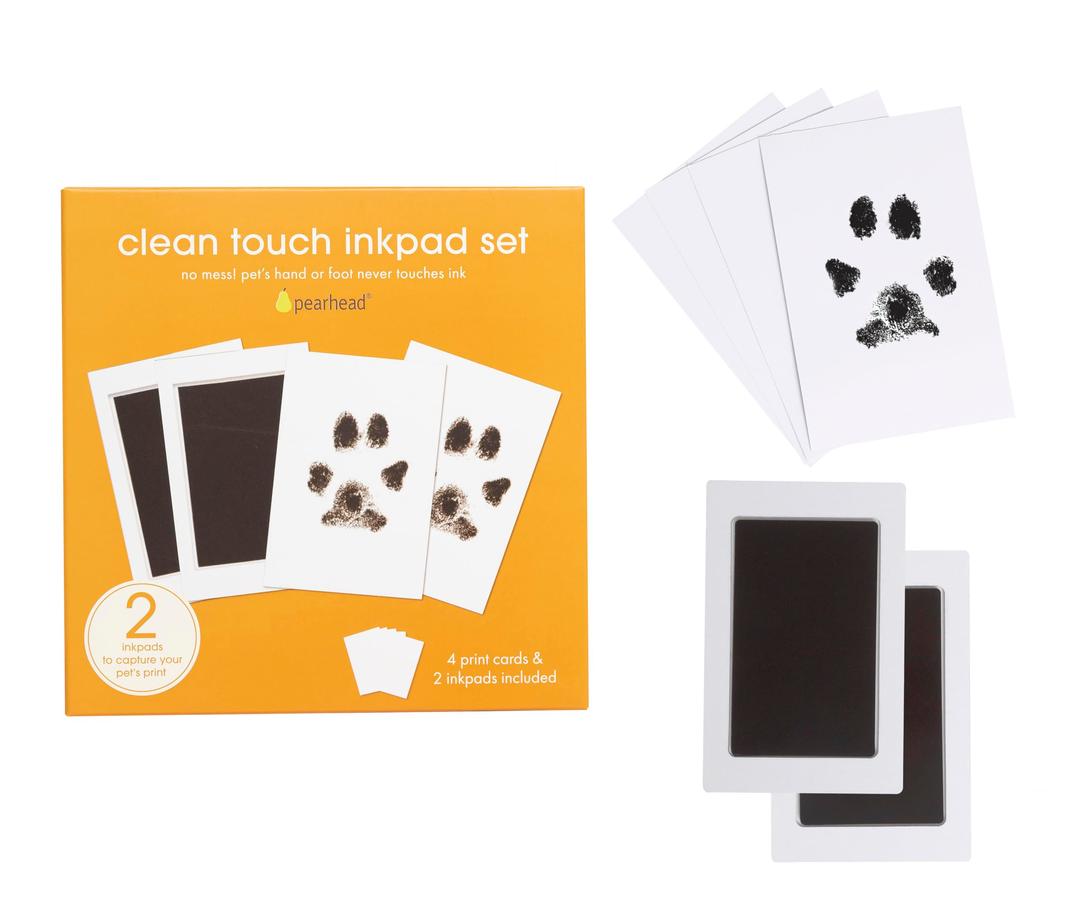 PearheadPaw Print Clean-Touch Ink Pad, Mess Free Inkless Pet Impression Kit, Safe for Cats and Dogs, Pawprint Keepsake, Pack of 2